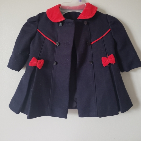 Vintage coat 12 months Baby girls vintage coat 12 months jacket navy and red - Picture 1 of 3